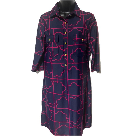 Jude Connally Michelle Dress Blue Pink Women's Size S Small New With Tags NWT - Picture 1 of 8